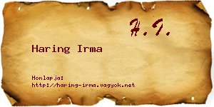 Haring Irma névjegykártya